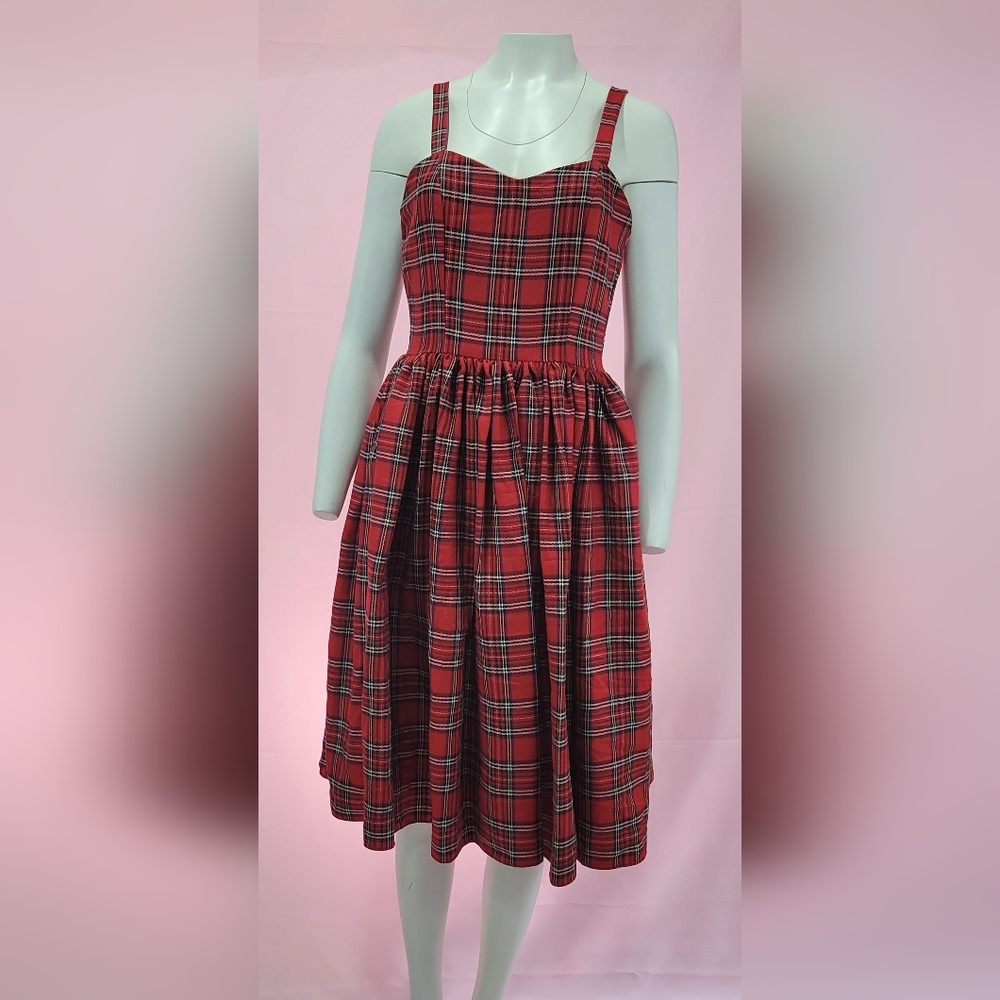 Womens plaid dress rockabilly retro vintage punk mod